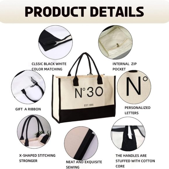 Birthday Tote Bag Canvas Gift for Women Keepsake Party Beach Travel - Picture 3 of 7